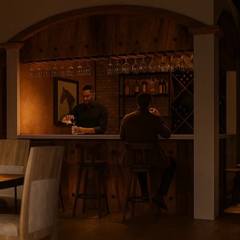Bar interior de Casa La Herradura, render