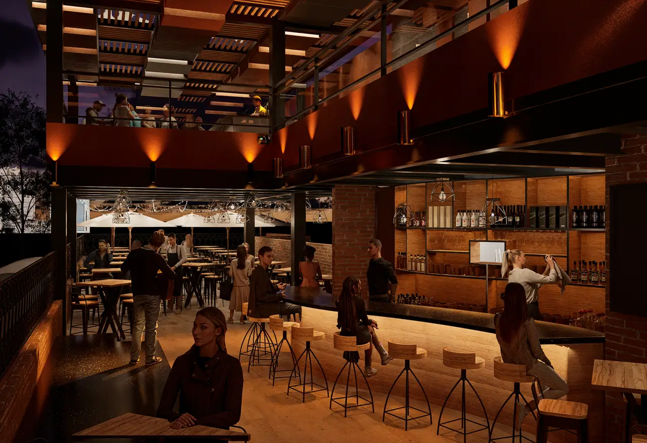 Render de Terraza Isabel, restaurante-bar en la azotea de Isabel La Católica 75