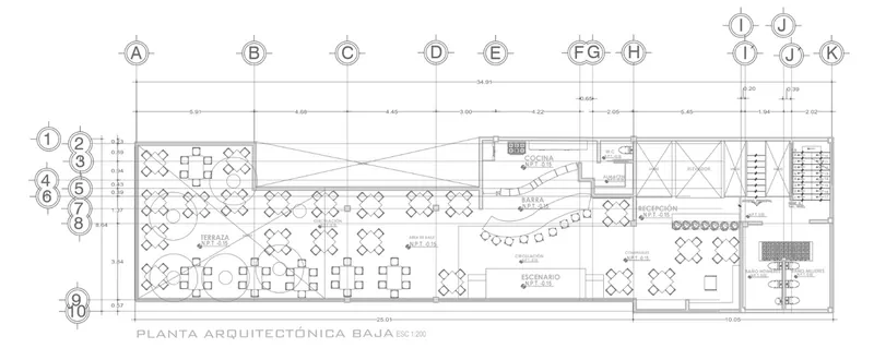 Plano arquitectónico de Terraza Isabel, planta