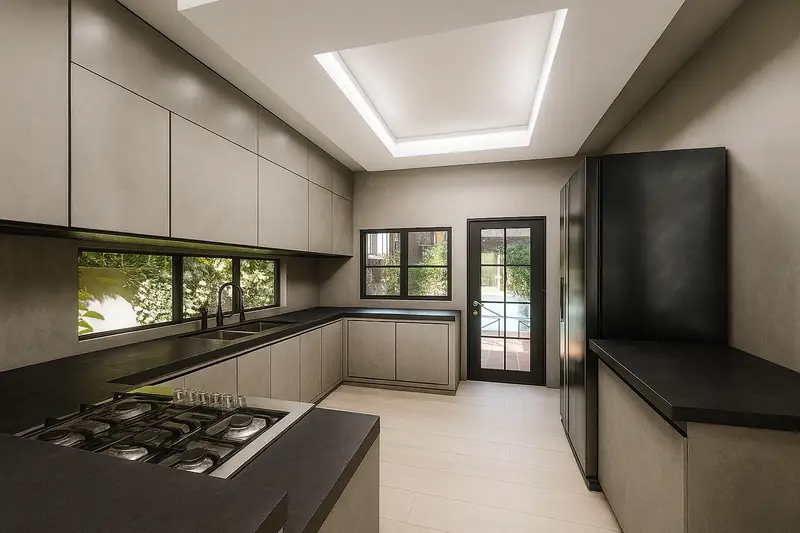 Cocina integral de Casa Palomares, render