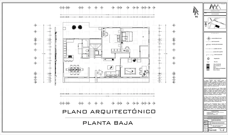 Plano arquitectónico de Casa Palomares, planta baja